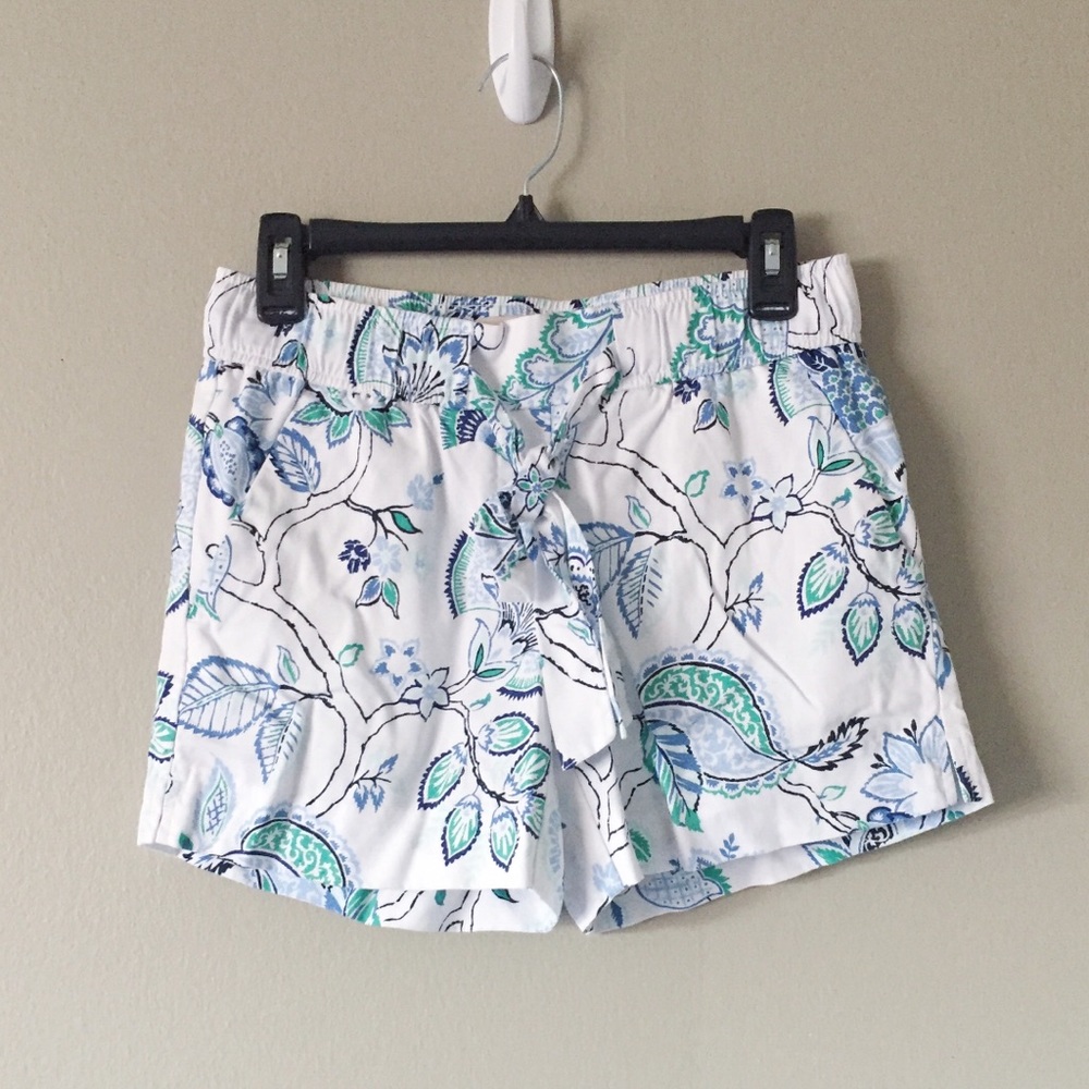 LOFT Outlet White Paisley Tie Waist Shorts
